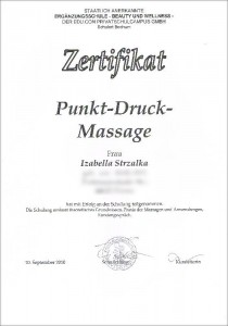 Zertifikat Punkt-Druck-Massage